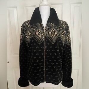 Willi Smith Jacket Lightweight Crop Aztec Design Black/Tan Soft Faux Fur Med